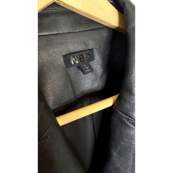 NBD REVOLVE 'Allegra' Black Faux Leather Long Sleeve Mini Dress US LARGE - Picture 9 of 10